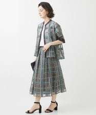 PHBHW01390 GEORGES RECH(小さいサイズ)(メゾン ドゥ サンク) [セットアップ対応]グラフィカルチェックシースルーブラウス ブラウン系