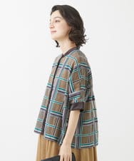 PHBHW01390 GEORGES RECH(小さいサイズ)(メゾン ドゥ サンク) [セットアップ対応]グラフィカルチェックシースルーブラウス ブラウン系