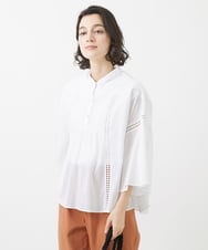 PHBHW07270 GEORGES RECH(小さいサイズ)(メゾン ドゥ サンク) ローンドビーストライプフレアスリーブブラウス ホワイト