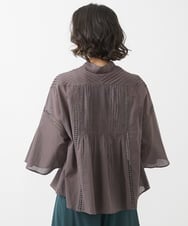 PHBHW07270 GEORGES RECH(小さいサイズ)(メゾン ドゥ サンク) ローンドビーストライプフレアスリーブブラウス ホワイト