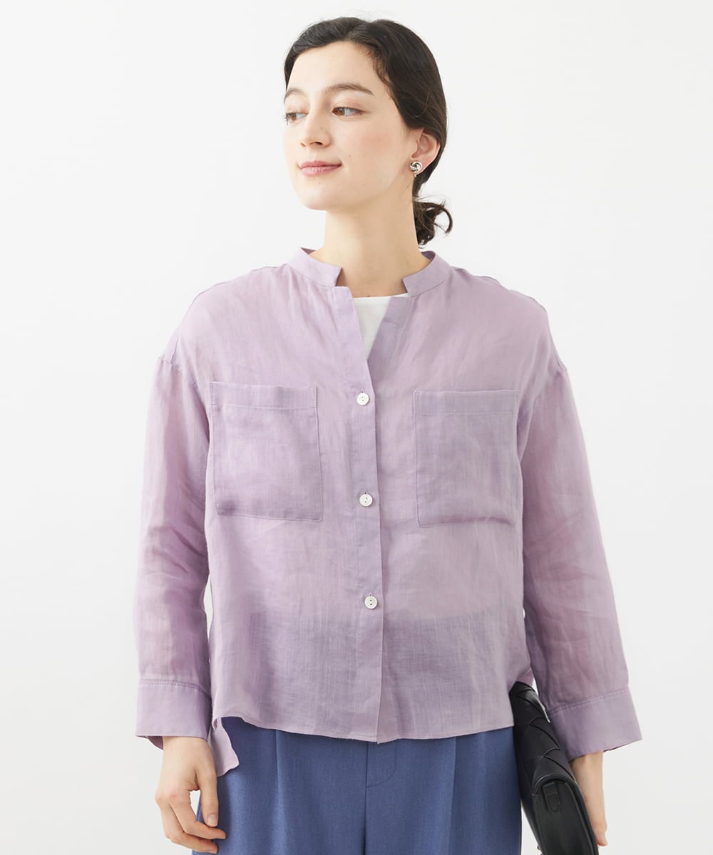 PHBHW15250 GEORGES RECH(小さいサイズ)(メゾン ドゥ サンク) ラミーカルゼスキッパーシャツブラウス ラベンダー