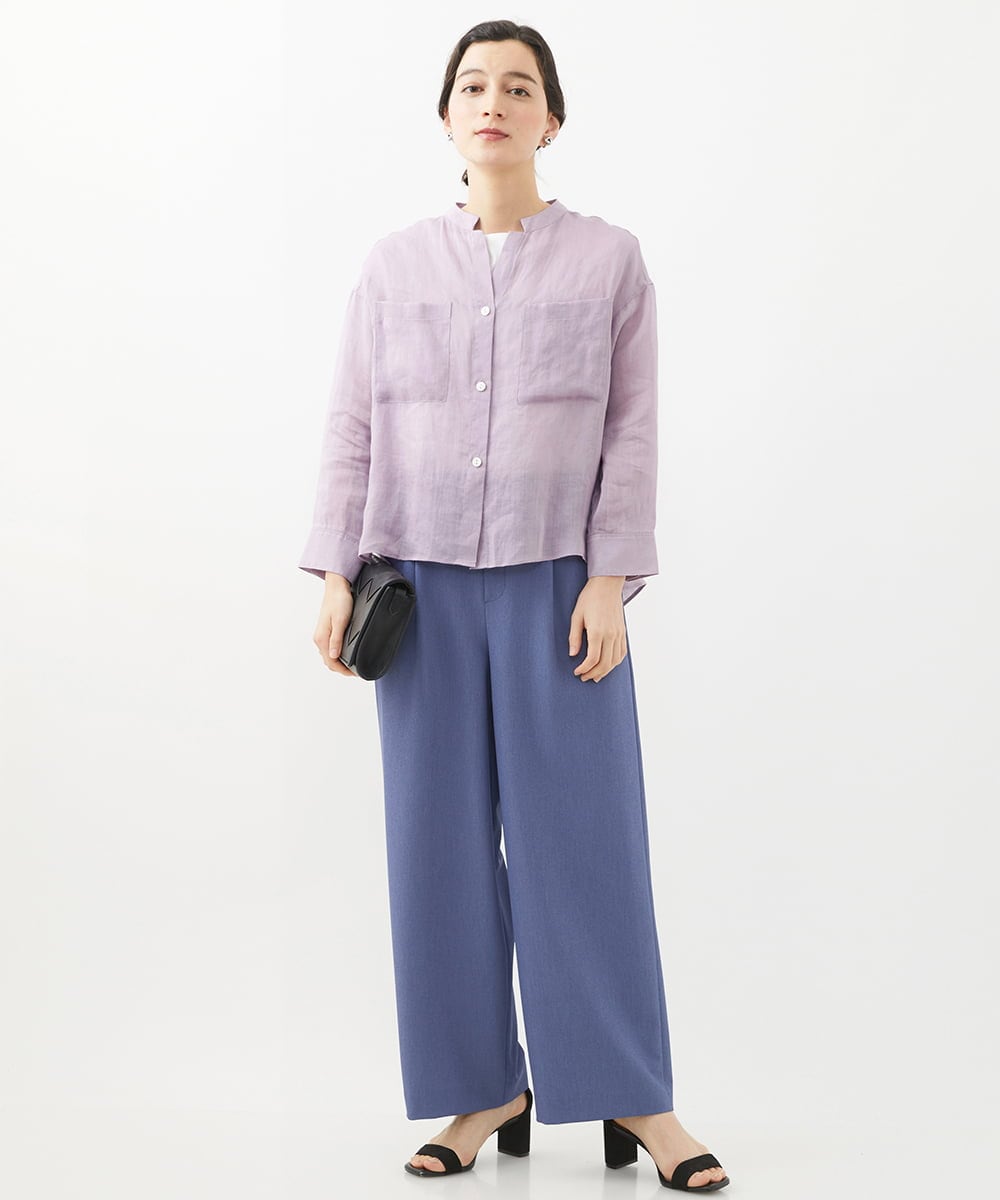 PHBHW15250 GEORGES RECH(小さいサイズ)(メゾン ドゥ サンク) ラミーカルゼスキッパーシャツブラウス ラベンダー