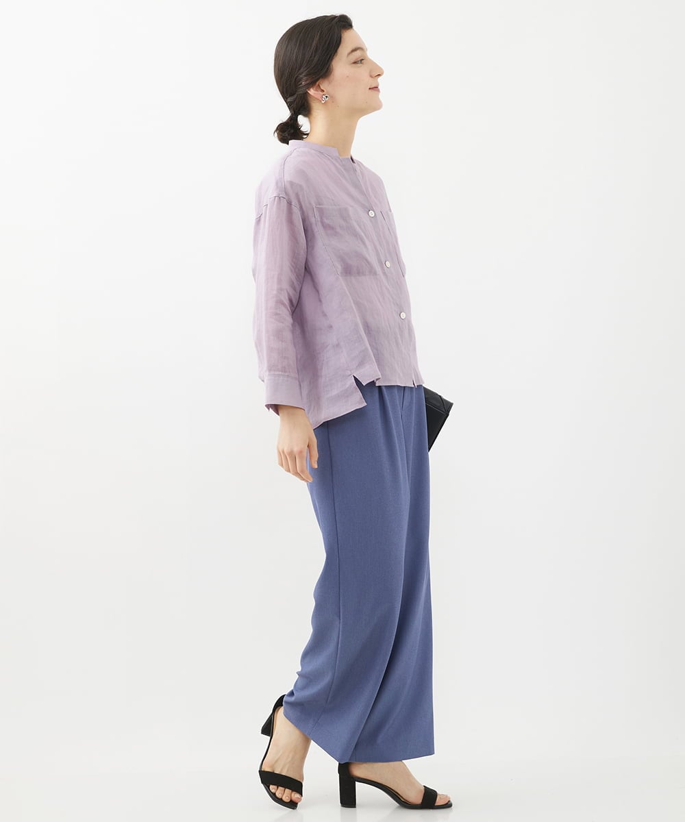 PHBHW15250 GEORGES RECH(小さいサイズ)(メゾン ドゥ サンク) ラミーカルゼスキッパーシャツブラウス ラベンダー