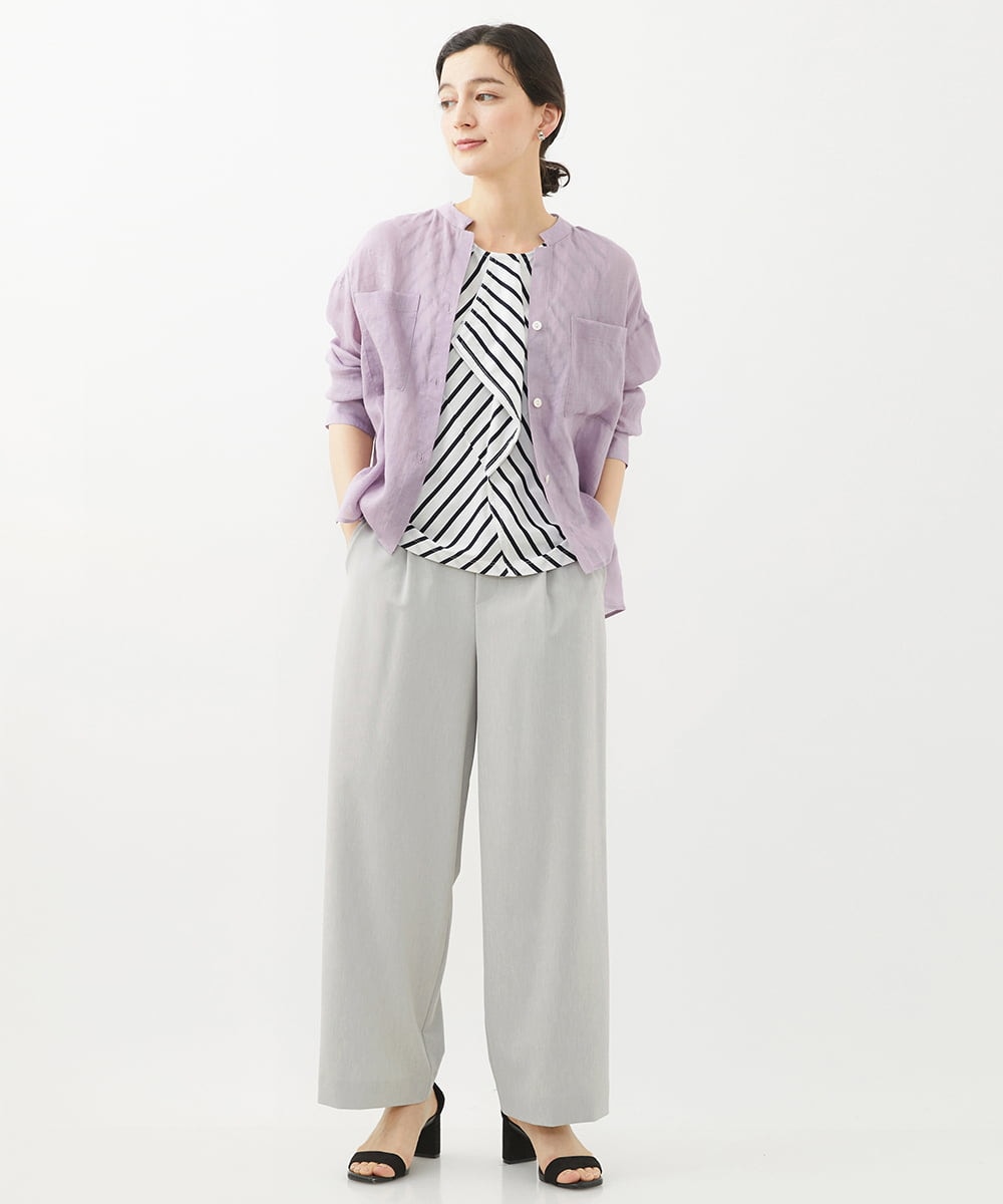 PHBHW15250 GEORGES RECH(小さいサイズ)(メゾン ドゥ サンク) ラミーカルゼスキッパーシャツブラウス ラベンダー