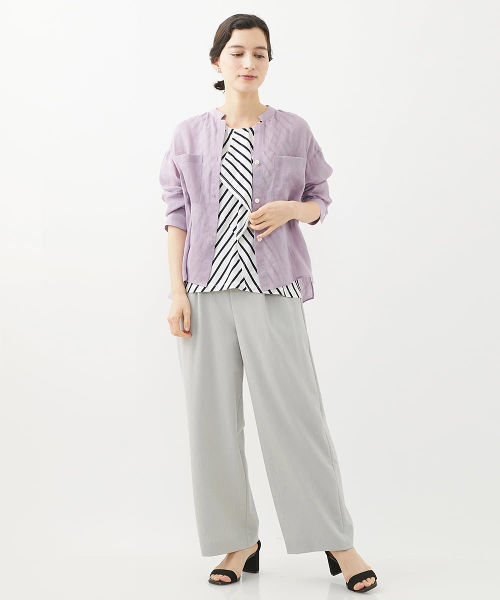 PHBHW15250 GEORGES RECH(小さいサイズ)(メゾン ドゥ サンク) ラミーカルゼスキッパーシャツブラウス ラベンダー