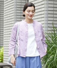 PHBHW15250 GEORGES RECH(小さいサイズ)(メゾン ドゥ サンク) ラミーカルゼスキッパーシャツブラウス ラベンダー