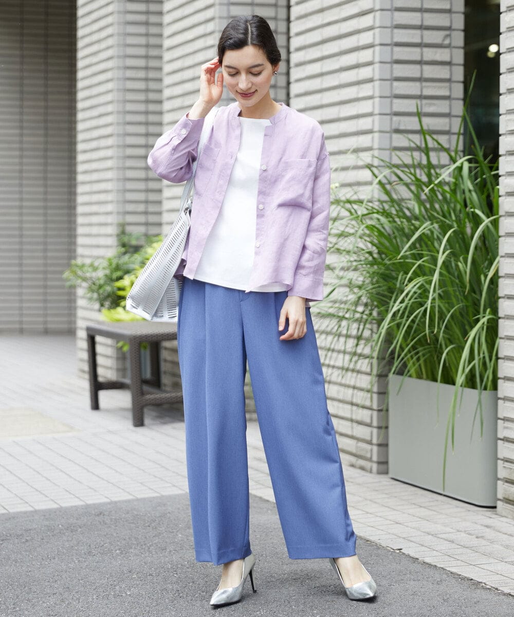 PHBHW15250 GEORGES RECH(小さいサイズ)(メゾン ドゥ サンク) ラミーカルゼスキッパーシャツブラウス ラベンダー