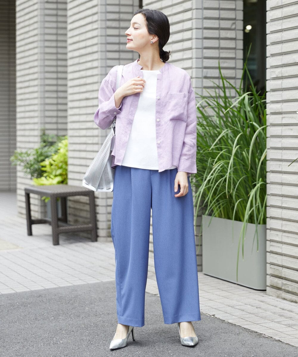 PHBHW15250 GEORGES RECH(小さいサイズ)(メゾン ドゥ サンク) ラミーカルゼスキッパーシャツブラウス ラベンダー