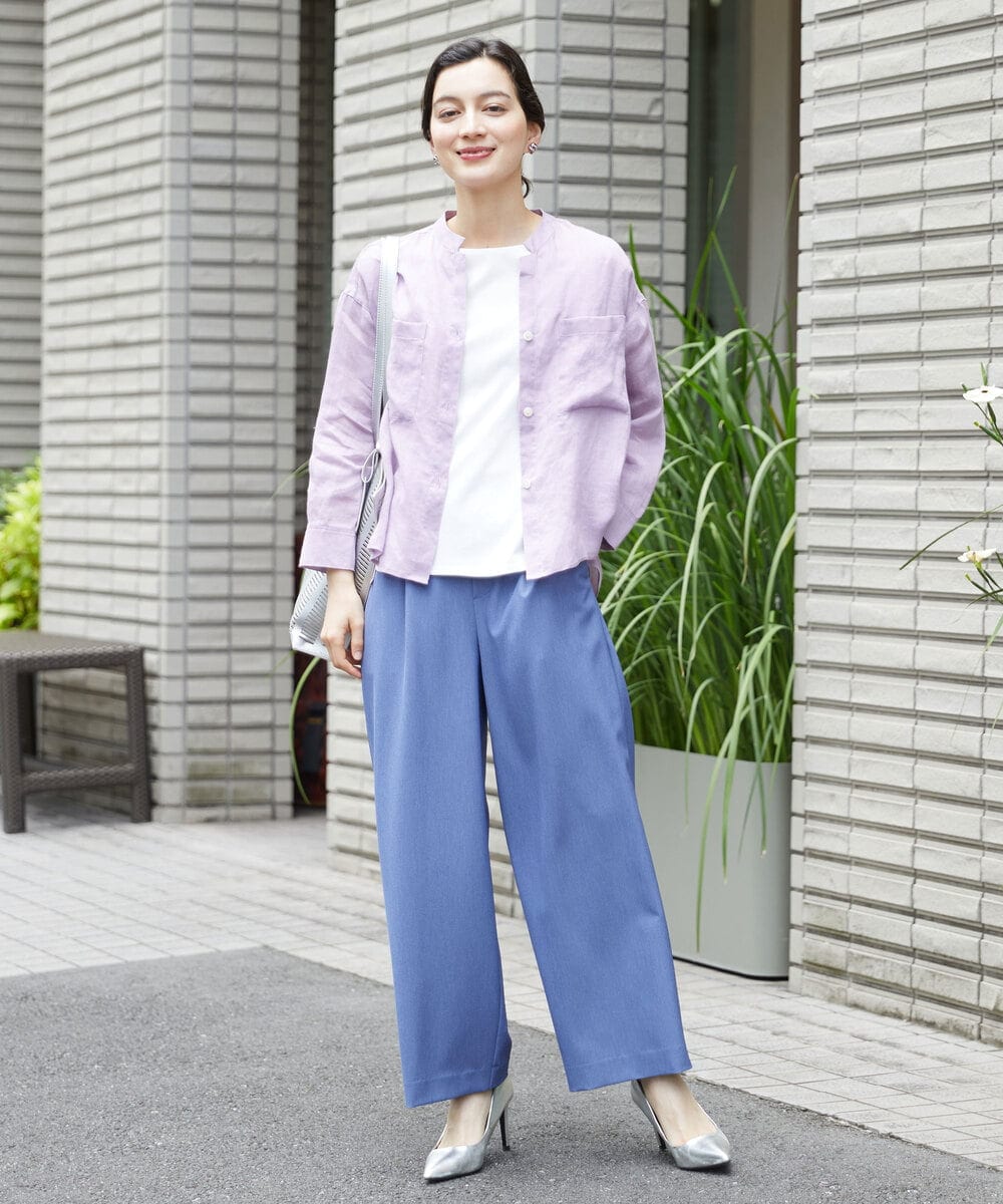 PHBHW15250 GEORGES RECH(小さいサイズ)(メゾン ドゥ サンク) ラミーカルゼスキッパーシャツブラウス ラベンダー