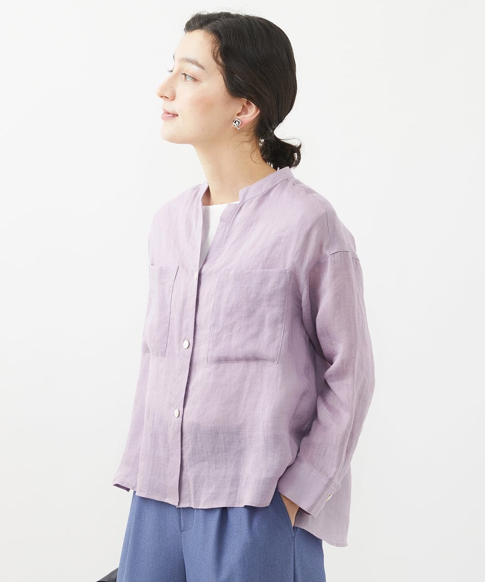 PHBHW15250 GEORGES RECH(小さいサイズ)(メゾン ドゥ サンク) ラミーカルゼスキッパーシャツブラウス ラベンダー