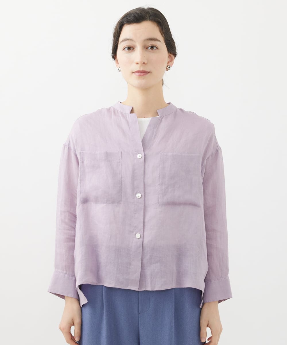 PHBHW15250 GEORGES RECH(小さいサイズ)(メゾン ドゥ サンク) ラミーカルゼスキッパーシャツブラウス ラベンダー