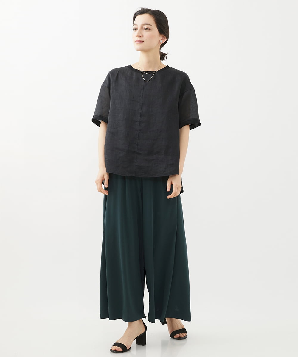 PHBHW16230 GEORGES RECH(小さいサイズ)(メゾン ドゥ サンク) ラミーカルゼクルーネックシアー5分袖Tシャツ ラベンダー