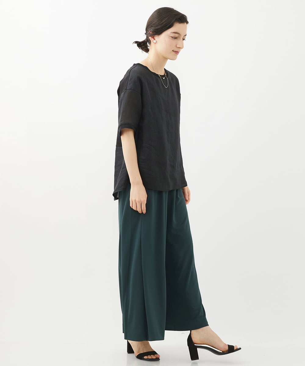 PHBHW16230 GEORGES RECH(小さいサイズ)(メゾン ドゥ サンク) ラミーカルゼクルーネックシアー5分袖Tシャツ ラベンダー