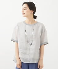 PHBHW16230 GEORGES RECH(小さいサイズ)(メゾン ドゥ サンク) ラミーカルゼクルーネックシアー5分袖Tシャツ ラベンダー