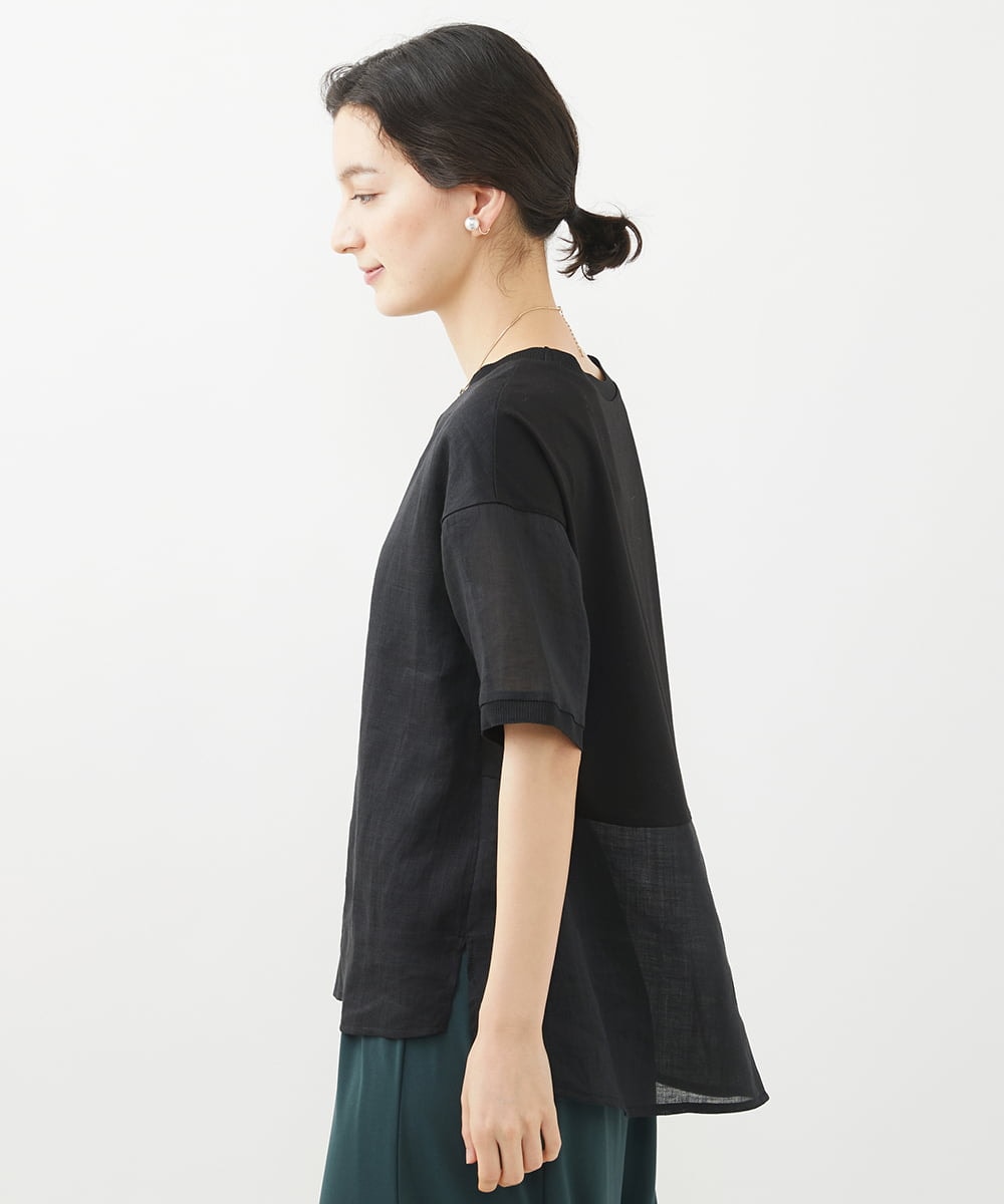 PHBHW16230 GEORGES RECH(小さいサイズ)(メゾン ドゥ サンク) ラミーカルゼクルーネックシアー5分袖Tシャツ ラベンダー