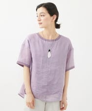 PHBHW16230 GEORGES RECH(小さいサイズ)(メゾン ドゥ サンク) ラミーカルゼクルーネックシアー5分袖Tシャツ ラベンダー