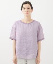 PHBHW16230 GEORGES RECH(小さいサイズ)(メゾン ドゥ サンク) ラミーカルゼクルーネックシアー5分袖Tシャツ ラベンダー