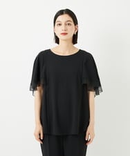PHBJB20270 GEORGES RECH(小さいサイズ)(メゾン ドゥ サンク) [接触冷感/吸水速乾]シアーレースケープブラウス ブラック