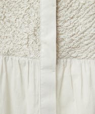 PHBJB26250 GEORGES RECH(小さいサイズ)(メゾン ドゥ サンク) バンドカラーシャーリングコットン7分袖ブラウス パープル