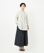 PHBJB26250 GEORGES RECH(小さいサイズ)(メゾン ドゥ サンク) バンドカラーシャーリングコットン7分袖ブラウス パープル