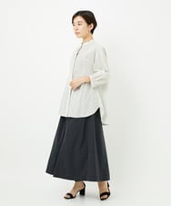 PHBJB26250 GEORGES RECH(小さいサイズ)(メゾン ドゥ サンク) バンドカラーシャーリングコットン7分袖ブラウス パープル