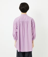 PHBJB26250 GEORGES RECH(小さいサイズ)(メゾン ドゥ サンク) バンドカラーシャーリングコットン7分袖ブラウス パープル