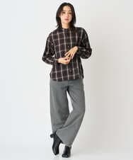 PHBJE21290 GEORGES RECH(小さいサイズ)(メゾン ドゥ サンク)  [セットアップ対応]スタンドカラーチェックブラウス ブラウン
