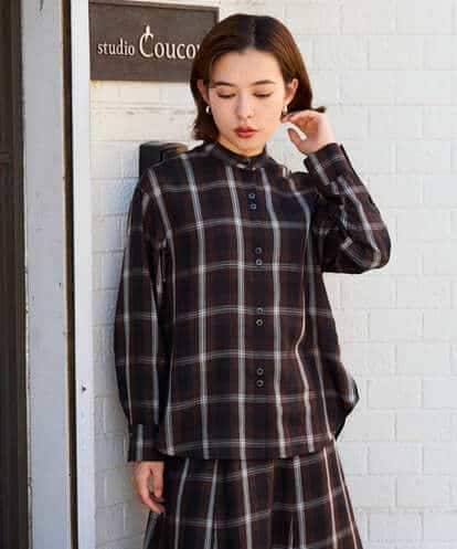 PHBJE21290 GEORGES RECH(小さいサイズ)  [セットアップ対応]スタンドカラーチェックブラウス