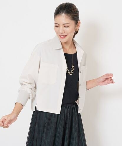 PHBJS03250 GEORGES RECH(小さいサイズ) [接触冷感]クロップドストレッチシャツブラウス