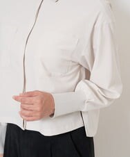 PHBJS03250 GEORGES RECH(小さいサイズ)(メゾン ドゥ サンク) [接触冷感]クロップドストレッチシャツブラウス ライトグレー