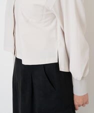 PHBJS03250 GEORGES RECH(小さいサイズ)(メゾン ドゥ サンク) [接触冷感]クロップドストレッチシャツブラウス ライトグレー