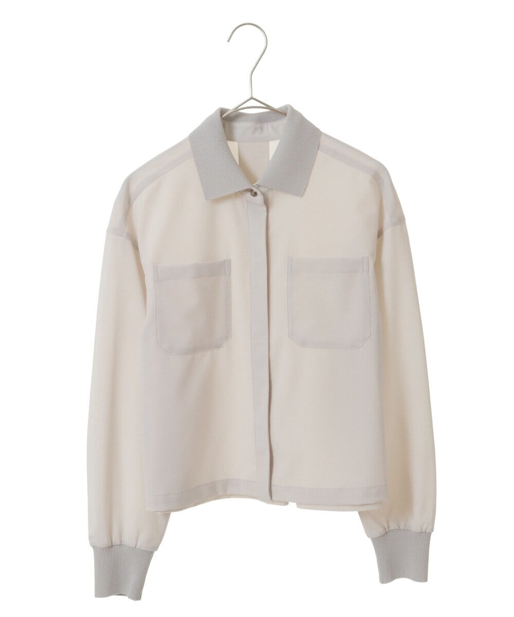 PHBJS03250 GEORGES RECH(小さいサイズ)(メゾン ドゥ サンク) [接触冷感]クロップドストレッチシャツブラウス ライトグレー