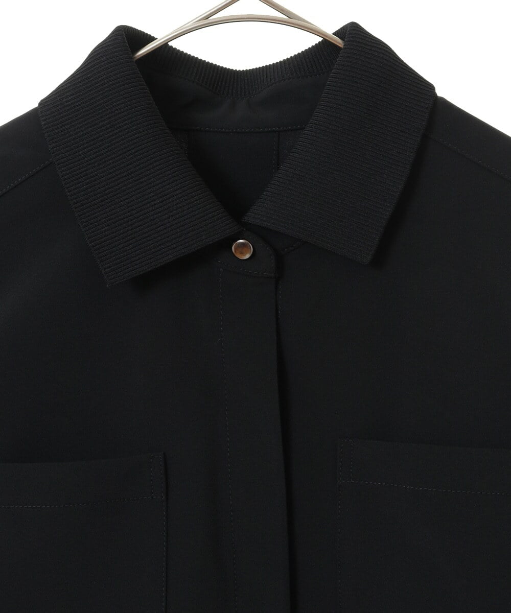 PHBJS03250 GEORGES RECH(小さいサイズ)(メゾン ドゥ サンク) [接触冷感]クロップドストレッチシャツブラウス ライトグレー