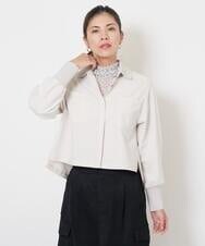 PHBJS03250 GEORGES RECH(小さいサイズ)(メゾン ドゥ サンク) [接触冷感]クロップドストレッチシャツブラウス ライトグレー