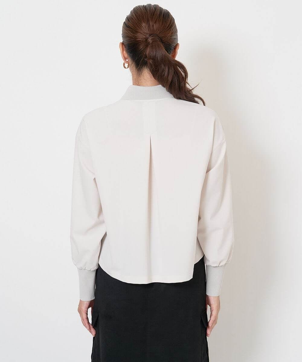 PHBJS03250 GEORGES RECH(小さいサイズ)(メゾン ドゥ サンク) [接触冷感]クロップドストレッチシャツブラウス ライトグレー