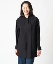 PHBJS36290 GEORGES RECH(小さいサイズ)(メゾン ドゥ サンク) ピンタック2WAYボウタイチュニックブラウス ブラック