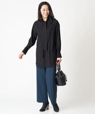 PHBJS36290 GEORGES RECH(小さいサイズ)(メゾン ドゥ サンク) ピンタック2WAYボウタイチュニックブラウス ブラック