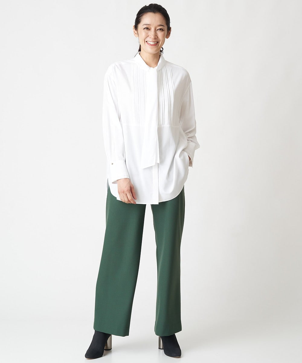 PHBJS36290 GEORGES RECH(小さいサイズ)(メゾン ドゥ サンク) ピンタック2WAYボウタイチュニックブラウス ブラック