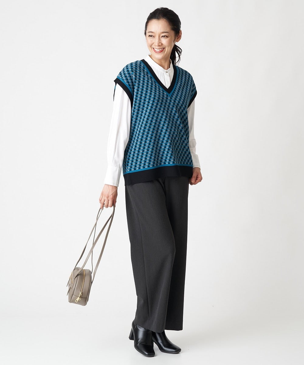 PHBJS36290 GEORGES RECH(小さいサイズ)(メゾン ドゥ サンク) ピンタック2WAYボウタイチュニックブラウス ブラック