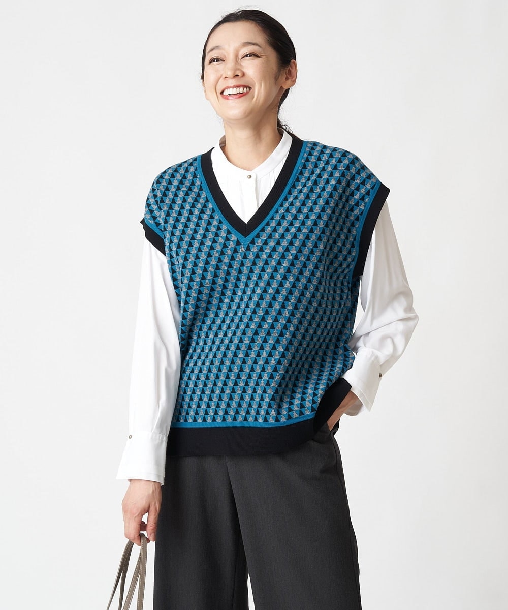 PHBJS36290 GEORGES RECH(小さいサイズ)(メゾン ドゥ サンク) ピンタック2WAYボウタイチュニックブラウス ブラック