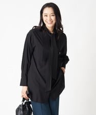 PHBJS36290 GEORGES RECH(小さいサイズ)(メゾン ドゥ サンク) ピンタック2WAYボウタイチュニックブラウス ブラック
