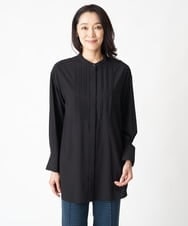 PHBJS36290 GEORGES RECH(小さいサイズ)(メゾン ドゥ サンク) ピンタック2WAYボウタイチュニックブラウス ブラック