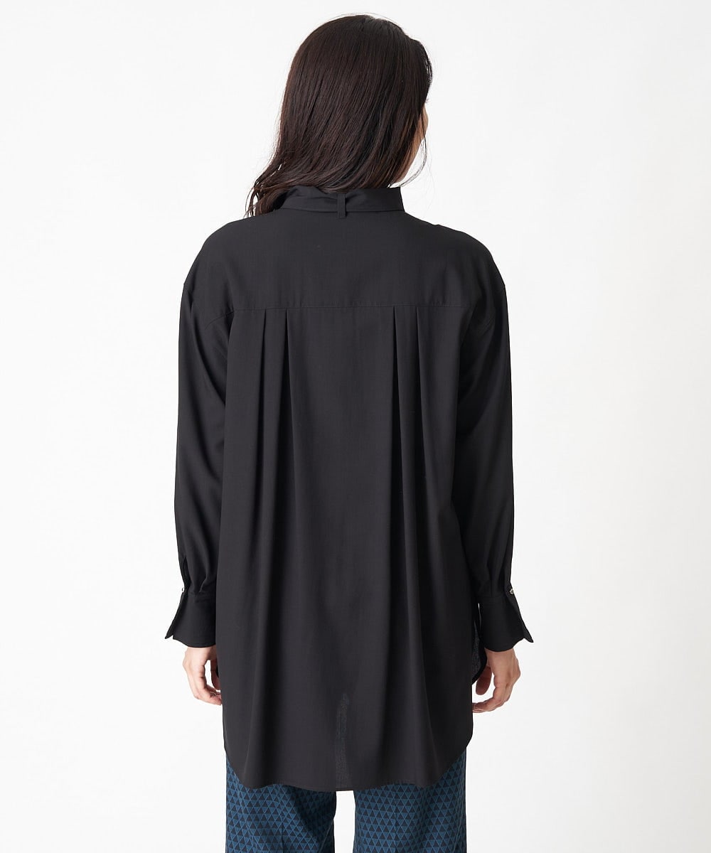PHBJS36290 GEORGES RECH(小さいサイズ)(メゾン ドゥ サンク) ピンタック2WAYボウタイチュニックブラウス ブラック