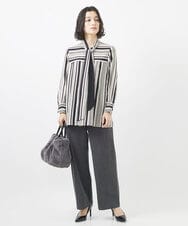 PHBJV22330 GEORGES RECH(小さいサイズ)(メゾン ドゥ サンク)  [セットアップ対応]マルチストライプボウタイブラウス ブラック