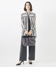 PHBJV22330 GEORGES RECH(小さいサイズ)(メゾン ドゥ サンク)  [セットアップ対応]マルチストライプボウタイブラウス ブラック