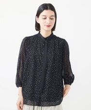 PHBJW52330 GEORGES RECH(小さいサイズ)(メゾン ドゥ サンク)  [セットアップ対応]ランダムドット箔プリントボウタイブラウス ベージュ