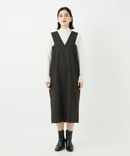 PHEAE58390 GEORGES RECH(小さいサイズ)(メゾン ドゥ サンク) ストライプVネックジャンパースカート ダークグレー