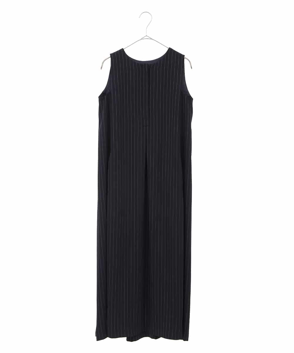 PHEGQ48330 GEORGES RECH(小さいサイズ)(メゾン ドゥ サンク) 【セットアップ対応】ピンストライプノースリーブワンピース ネイビー