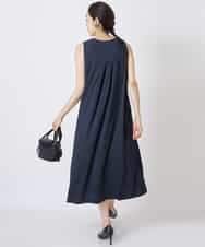 PHEGQ48330 GEORGES RECH(小さいサイズ)(メゾン ドゥ サンク) 【セットアップ対応】ピンストライプノースリーブワンピース ネイビー