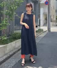 PHEGQ48330 GEORGES RECH(小さいサイズ)(メゾン ドゥ サンク) 【セットアップ対応】ピンストライプノースリーブワンピース ネイビー